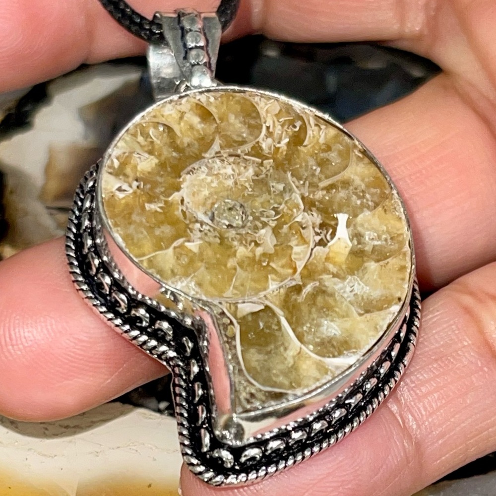 Brown Earthy Ammonite Pendant 2”